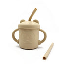 Silicone Training Cups: StrawBlossom Sippy Silicone Training Cups: StrawBlossom Sippy HuggingBub Beige