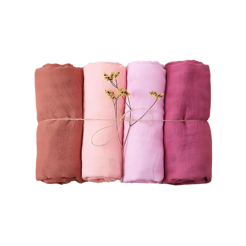 Premium Muslin Baby Wrap Set – 4 Pack, Breathable & Gentle for Sensitive Skin