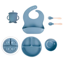 Baby Silicone Feeding Tableware Set (6 pieces) Baby Silicone Feeding Tableware Set (6 pieces) HuggingBub Blue 