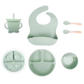 Baby Silicone Feeding Tableware Set (6 pieces) Baby Silicone Feeding Tableware Set (6 pieces) HuggingBub Green 