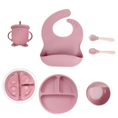 Baby Silicone Feeding Tableware Set (6 pieces) Baby Silicone Feeding Tableware Set (6 pieces) HuggingBub Pink 