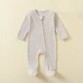 Organic Cotton Baby Waffle Romper – Footed, Long-Sleeve, Zipper Closure