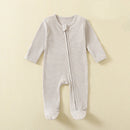 Organic Cotton Baby Waffle Romper – Footed, Long-Sleeve, Zipper Closure