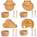 Bamboo Safety Set: Suction Baby Bowls, Plates, and Spoon/Fork Bamboo Safety Set: Suction Baby Bowls, Plates, and Spoon/Fork HuggingBub 