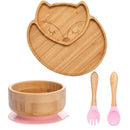 Bamboo Safety Set: Suction Baby Bowls, Plates, and Spoon/Fork Bamboo Safety Set: Suction Baby Bowls, Plates, and Spoon/Fork HuggingBub 