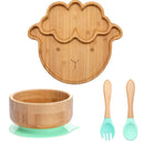 Bamboo Safety Set: Suction Baby Bowls, Plates, and Spoon/Fork Bamboo Safety Set: Suction Baby Bowls, Plates, and Spoon/Fork HuggingBub Lamb Green Safety Set 