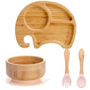 Bamboo Safety Set: Suction Baby Bowls, Plates, and Spoon/Fork Bamboo Safety Set: Suction Baby Bowls, Plates, and Spoon/Fork HuggingBub Elephant Pink Safety Set 