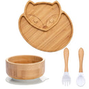Bamboo Safety Set: Suction Baby Bowls, Plates, and Spoon/Fork Bamboo Safety Set: Suction Baby Bowls, Plates, and Spoon/Fork HuggingBub 