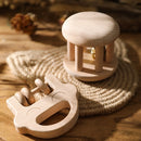 Natural Wooden Baby Rattle & Teether Set – Safe Toys for 0–12 Months