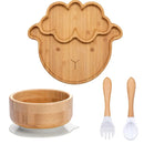Bamboo Safety Set: Suction Baby Bowls, Plates, and Spoon/Fork Bamboo Safety Set: Suction Baby Bowls, Plates, and Spoon/Fork HuggingBub Lamb White Safety Set 