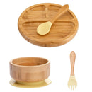 Bamboo Safety Set: Suction Baby Bowls, Plates, and Spoon/Fork Bamboo Safety Set: Suction Baby Bowls, Plates, and Spoon/Fork HuggingBub 