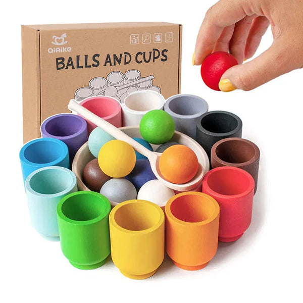 Montessori Wooden Toy: Safe & Educational Color Matching game Montessori Wooden Toy: Safe & Educational Color Matching game HuggingBub Rainbow Nest 