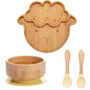 Bamboo Safety Set: Suction Baby Bowls, Plates, and Spoon/Fork Bamboo Safety Set: Suction Baby Bowls, Plates, and Spoon/Fork HuggingBub 