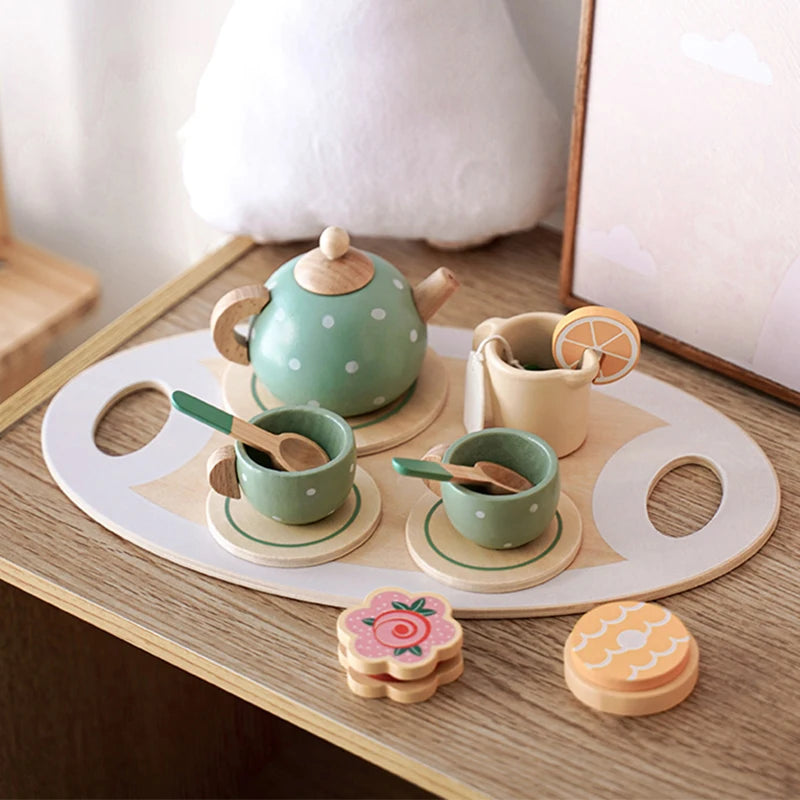 Wooden Afternoon Tea Set – Pretend Play Food & Educational Toy for Kids