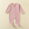 Organic Cotton Baby Waffle Romper – Footed, Long-Sleeve, Zipper Closure