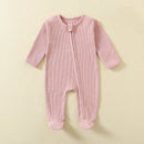 Organic Cotton Baby Waffle Romper – Footed, Long-Sleeve, Zipper Closure