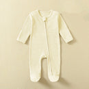 Organic Cotton Baby Waffle Romper – Footed, Long-Sleeve, Zipper Closure