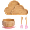 Bamboo Safety Set: Suction Baby Bowls, Plates, and Spoon/Fork Bamboo Safety Set: Suction Baby Bowls, Plates, and Spoon/Fork HuggingBub 