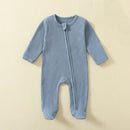Organic Cotton Baby Waffle Romper – Footed, Long-Sleeve, Zipper Closure